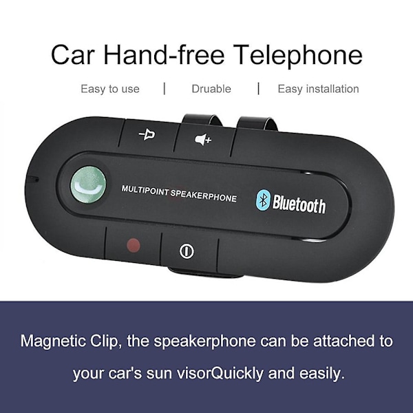 Trådlös bilkit handsfree högtalartelefon solskyddsklämma kompatibel med Iphone Android