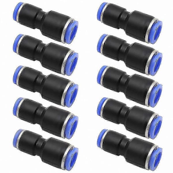 6 mm till 8 mm raka pneumatiska luftanslutningar, 10-pack snabbkopplingar för tryckluftssystem