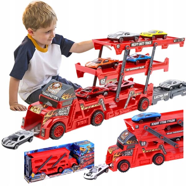 [LCS] Transportbilsett, Hot Wheels lekebil med støpte biler, multifunksjonell transformasjon forbedrer leketiden