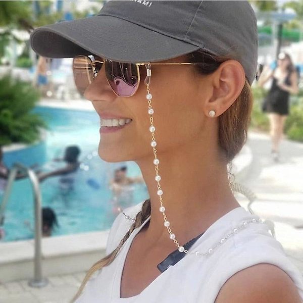 Ny 70cm irregulær imiteret perlemaske solbriller brillekæde Multi
