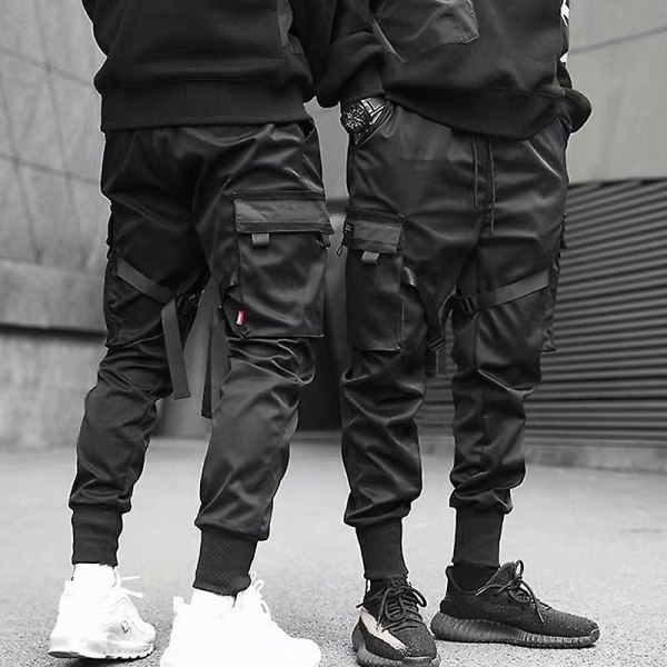 Män Casual Harem Joggers Joggingbyxa Hip Hop Byxor Multi Pocket Cargo Byxor 2XL