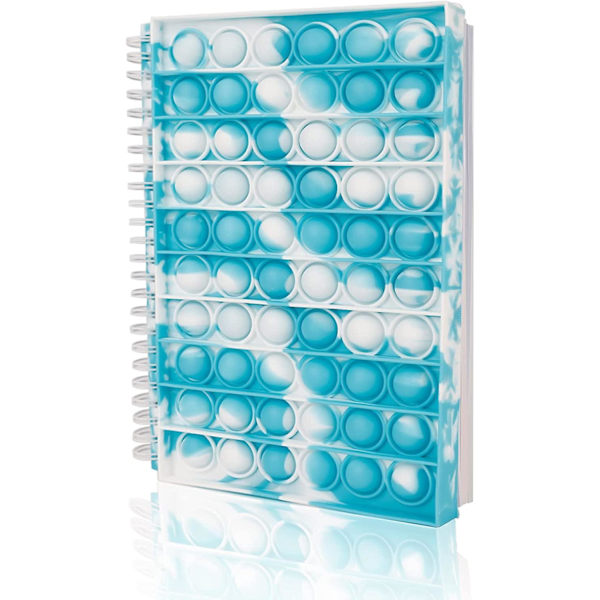 Pop bubble fidget anteckningsbok, popper anteckningsbok för flickor pojkar Tiedye-bluewhite