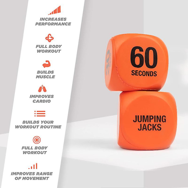 Tränings-Tärningar för Rolig Fitness - Besluts-Tärningar för Träningsrutiner, Hemmagym, Orange