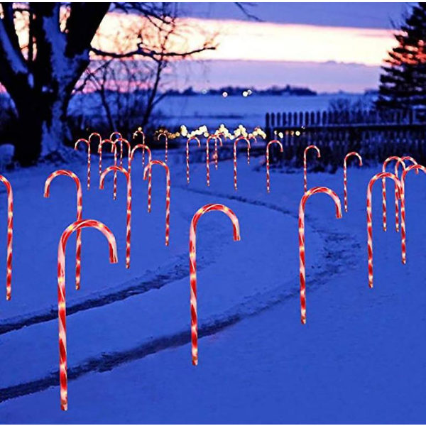 10st Christmas Pathway Markers Led Lights, Candy Cane Lights De