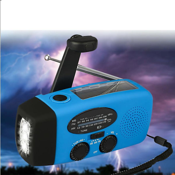 Solcellsdriven Nödradioväderradio AM/FM Ficklampa Power Charger