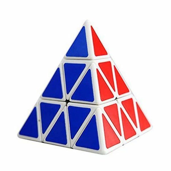 Ympäristöystävällinen valkoinen muovinen Speed Pyraminx -taikakuutio, kolmiomainen taikakuutio