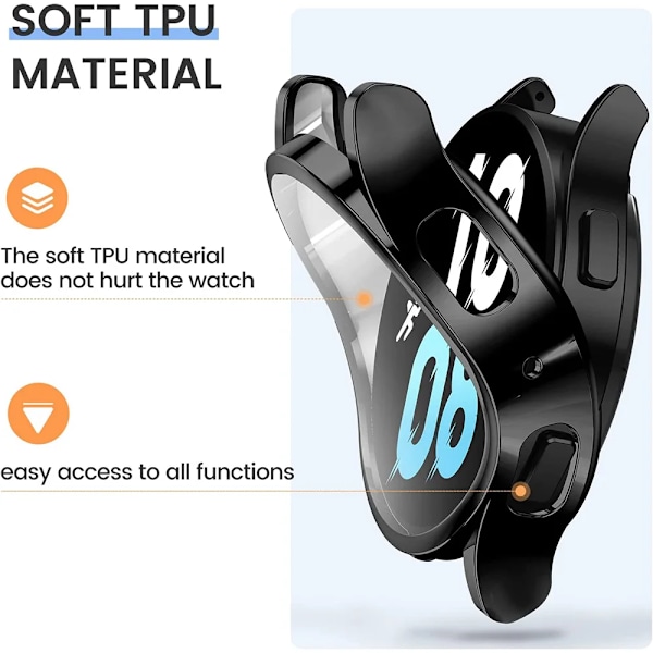 Etui til Samsung Galaxy Watch 4 5 6 40 mm 44 mm Beskyttelse Silikone TPU Bumper Skærmbeskytter Fuld Tilbehør Rosaguld Galaxy Watch6 40mm