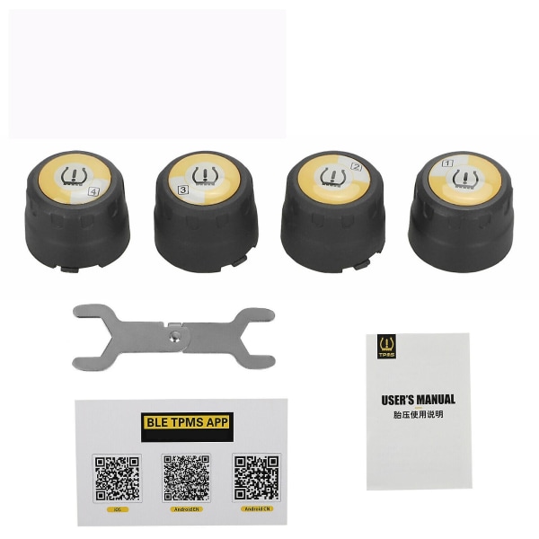 Bil TPMS Bluetooth Däcktrycksövervakningssystem 4 Externa Sensorer Android Ios