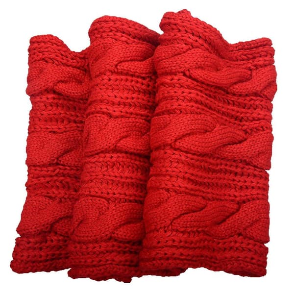 [LCS] Damstickad Infinity Scarf Cirkel Loop Varm Mode Tjock Ribbad Halsduk Red