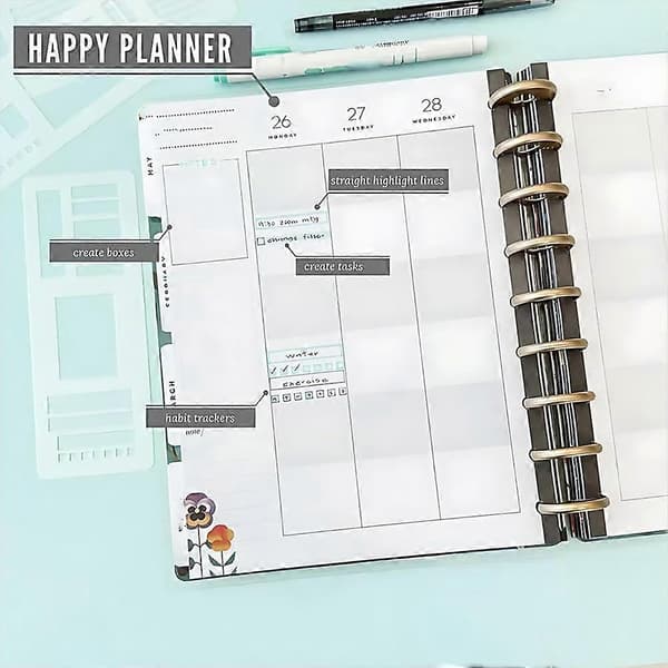 [LCS]3-pack schabloner ritverktyg Klart flexibelt planeringsschablonset för daglig planering C