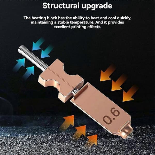 Oppgradert bimetallisk dyse i herdet stål 0,6 mm for 3D-printer reservedeler AD5X