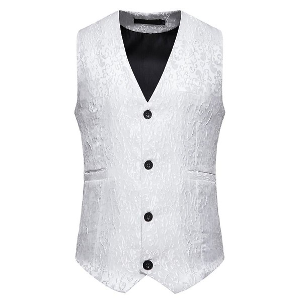 Dräktväst för män Business Slim Fit Formell klänning Waistco WHITE 2XL