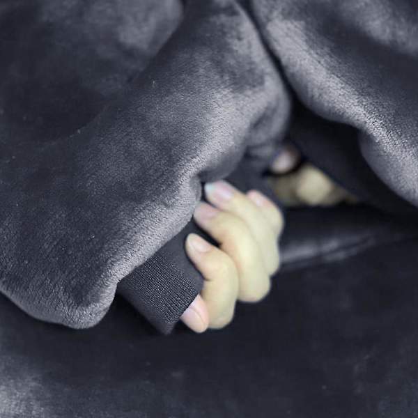 Flannel Hætteklæde Tæppe, One Size dark gray