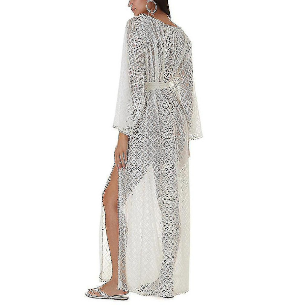 Blonde bikini cover up solcreme bindebånd solcreme kaftan strandtøj d