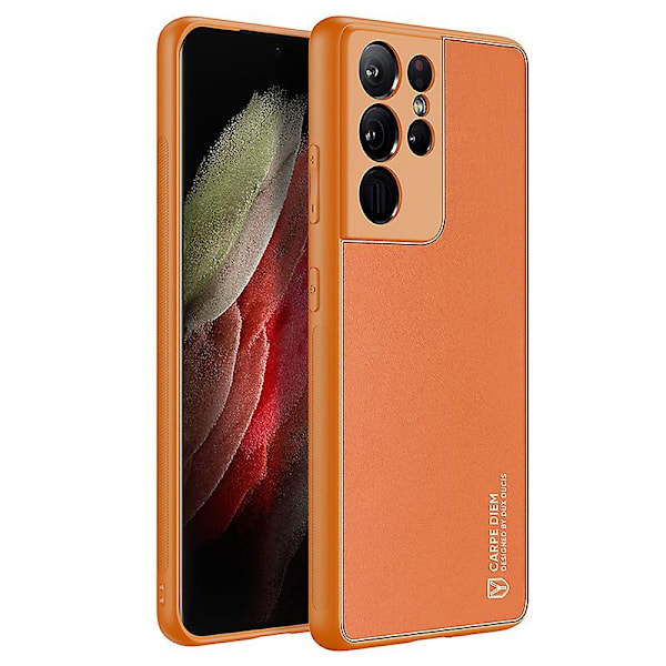 PU Läderfodral för Samsung Galaxy S21 5G/ S21 Ultra 5G / S21 Plus 5G Orange S21 Ultra 5G