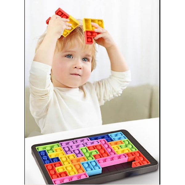 Tetris Pussel Push Bubble Sensoriska Fidget Leksaker, kan hjälpa till med Stresslindring för Barn och Vuxna (26 st)