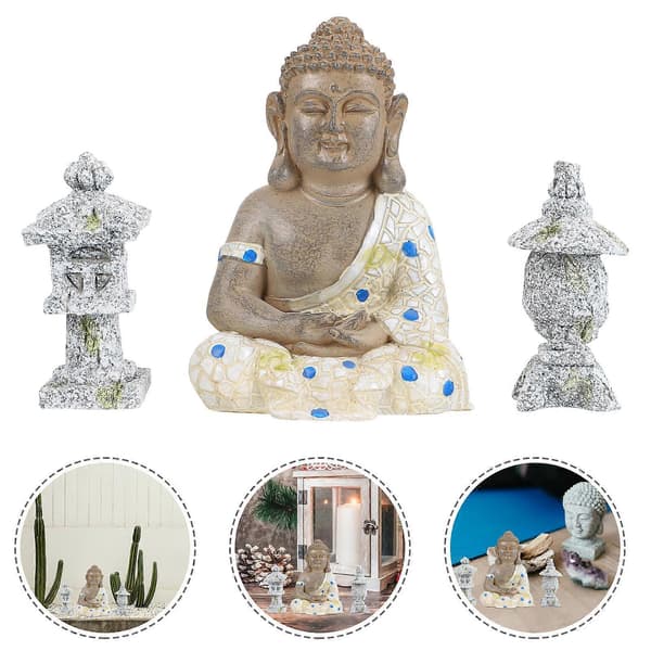 Buddha-figur tempelpynt for dekorasjon 2 stk Zen hagehåndverk