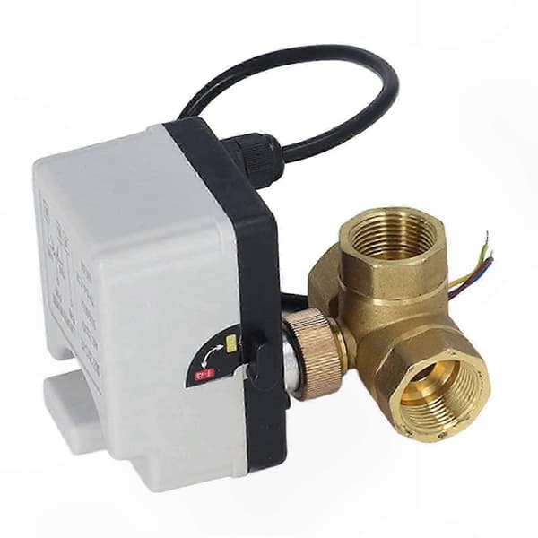 3/4 tommer 3-vejs motoriseret kugleventil i messing til vandkontrol, AC 220V, hungevindforbindelse