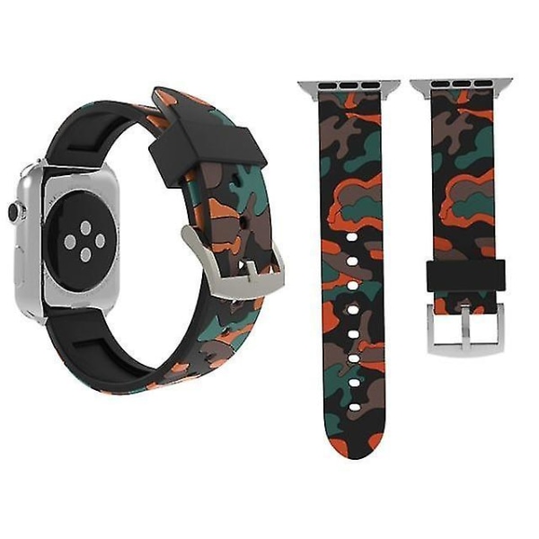 Kamuflasjemønstret silikonklokkereim for Apple Watch Series 3 &amp; 2 &amp; 1 38mm Rød