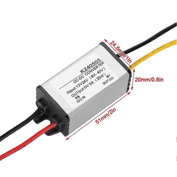 DC-DC 12V/24V til 5V 5A Buck-omformer Step Down strømforsyningsmodul