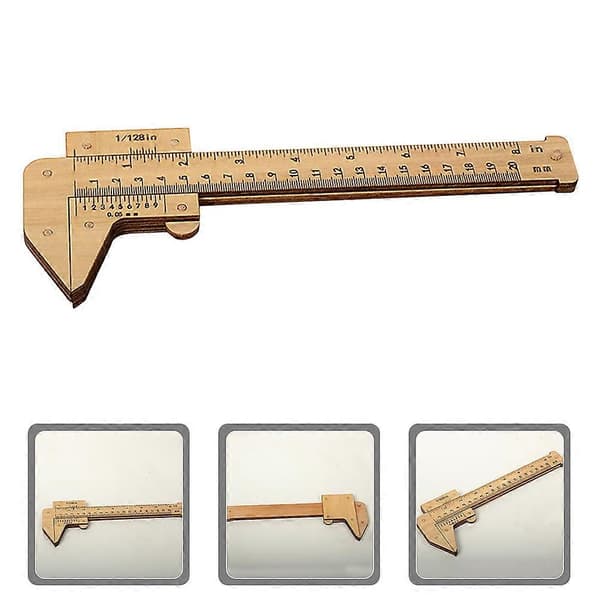 Treruler 5 stk. skyvelære for ingeniører Trebearbeiding Måleverktøy Rektangulær struktur Beige 25X10X1.2CM