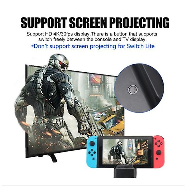 Monitoiminen Nintendo Switch HDMI-lataustelakka, kompakti Switch HDMI-adapteri