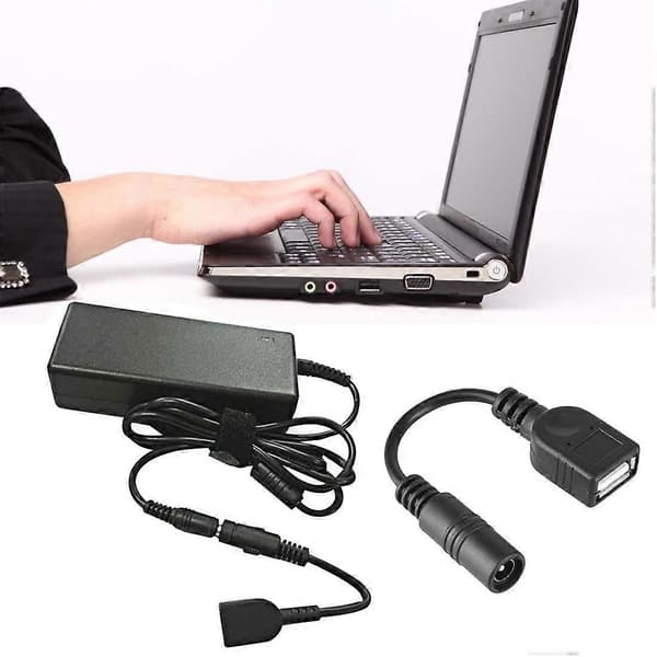 5,5 x 2,1 mm DC hun til USB AF DC hun strømstikkabel til bærbar adapter, længde: 15 cm (sort) Black