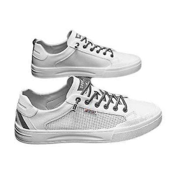 Andningsbara tunna vardagssneakers Allround herrskor vita white gray 39