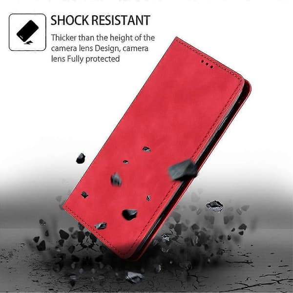 Flipfodral för Nokia C22 Hud-beröring Pu Läder Vikbart Ställskydd Med Kortfack Style E Nokia C22 Red
