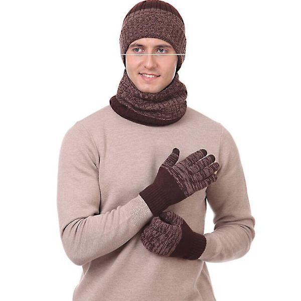 [LCS] Vintermössa Halsduk Handskar Set brown