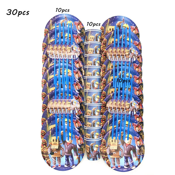 HOT Spil Roblox Fødselsdagsfest Dekorationer Robloxs Dekorationer Børn Engangsservice Sæt Baby Shower Fest Dekorationer BPXQ-80PCS