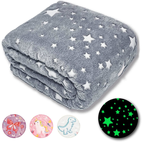 Glow In The Dark Throw Filt, premium Super Soft Varm Mysig Furry Filt gray 120*150