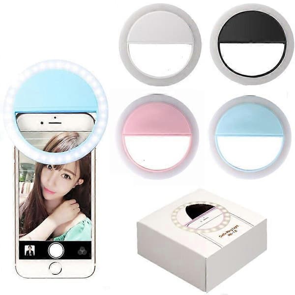[LCS] Mobiltelefon Fylllys Ringlys LED Ringlys for Selfie Live USB Oppladbart Ring Fylllys white