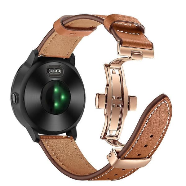 [LCS]20mm Top-layer koskind ægte læder urrem erstatning til Garmin Vivoactive 3 Vivom Multicolor Rose Gold+Brown