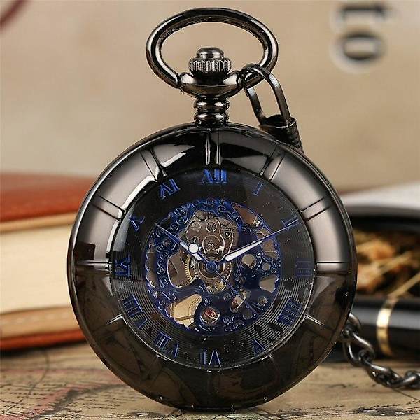 Steampunk Romertal Mænd Kvinder Mekanisk Håndoptrukket Lommeur Fob Vedhæng Kædeure