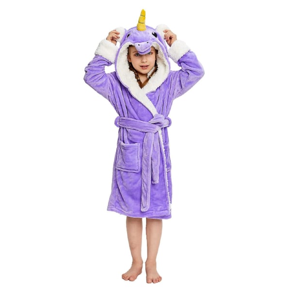 Reedca Girls Unicorn Robe Mjuk Huva Morgonrock Sovkläder Loungewear Presenter Till Flickor Toddler Barn Sherpa Lila Unicorn 5-7 Years