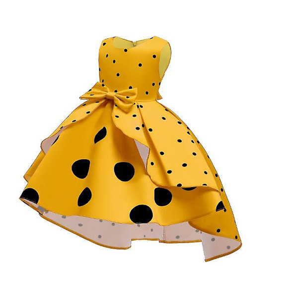 Tyttöjen Joulu Pilkullinen Syntymäpäivä Prinsessa Mekko Halloween Karnevaali Asu yellow 110