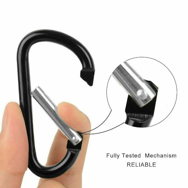 Karbinhake Set 10-pack Låsande D-ringformade Clips Utomhuskarbinhake