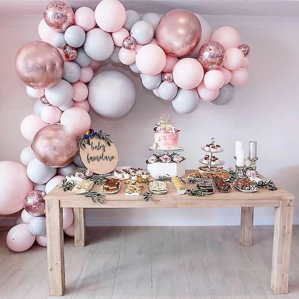 169 bitar av Macaron rosa set latex bågformad ballongbröllopsdekoration