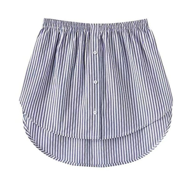 Skjorteforlængere Justerbar Lagdeling Fake Toppe Nedre Kant med Elastisk Taljebånd Mini Nederdel Blue White 3XL
