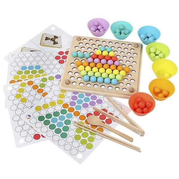 DIY Klype Perle Treningsbrett Spill Tre Montessori Fargesortering Stablet Leker As picture B