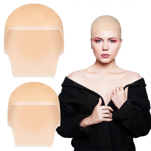 Latex Skaldet Hætte Makeup Tilbehør til Cosplay Brug 2 Stk Holdbare Beige Hætter