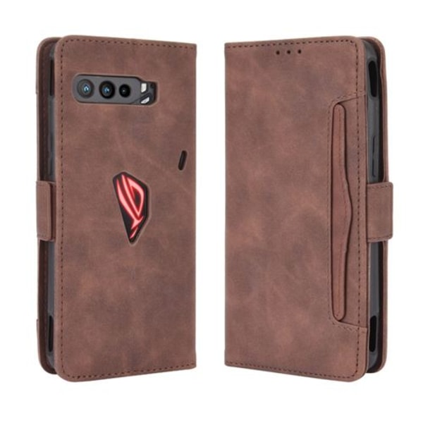 Flip PU case med brunt stativ för din Asus ROG Phone 3 / ZS661K