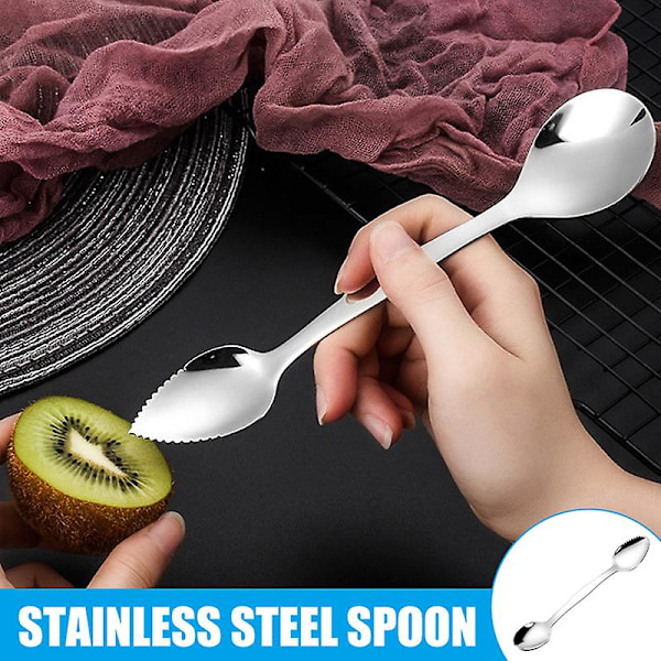 Ruostumattomasta teräksestä valmistettu greippilusikka, sahalaitaiset reunat, pitkä kahva, keittiö Narrow Handle