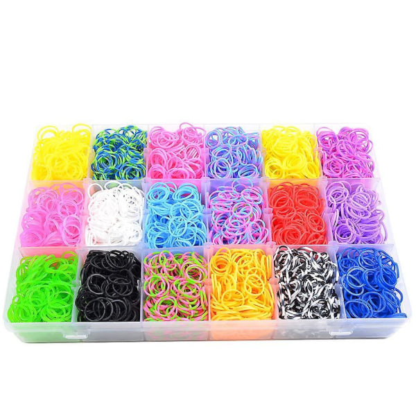Gummiband Refill Loom Kits 18 färger Loom Bands Set för armbandstillverkning Diy