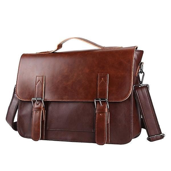 Väska herr Läder portfölj Manlig laptopväska naturligt läder för män Messenger väskor (svart)