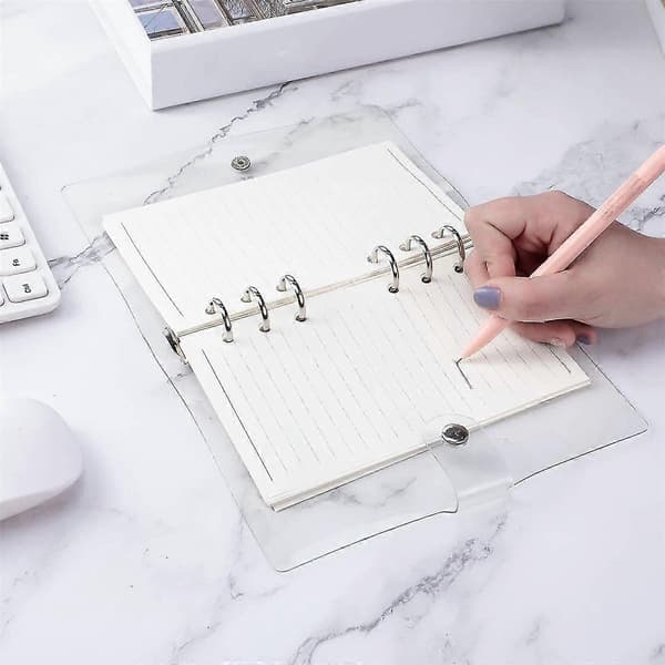 [LCS] Transparent A6-binder, Clear Soft PVC, 6-Ring Budget Binder, Refillable Planner Binder, Protective Cover