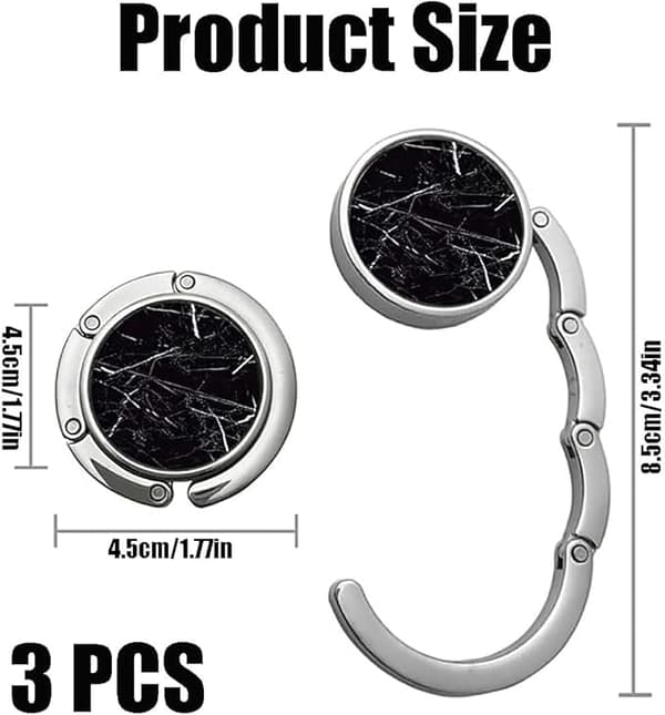 [LCS] 3 Pcs Metal Foldable Bag Hook Foldable Bag Hook Holder Non-slip Foldable Handbag Holder for Hand Office Restaurant Handbag Hook