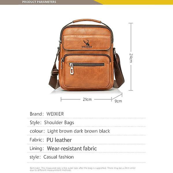 Herr Handväska Axelväska Vintage Trender PU Läder Retro Messenger Crossbody Axelväska (svart)
