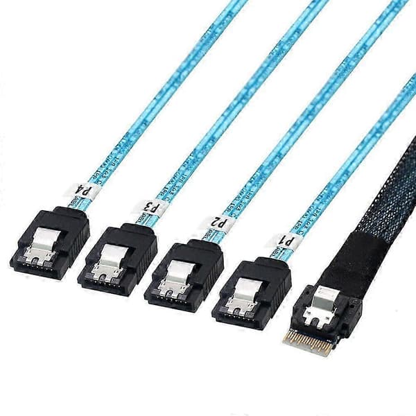[LCS] Slimline SAS SFF-8654 4i til 4-ports SATA højhastighedsserverkabel 0,5 m sort